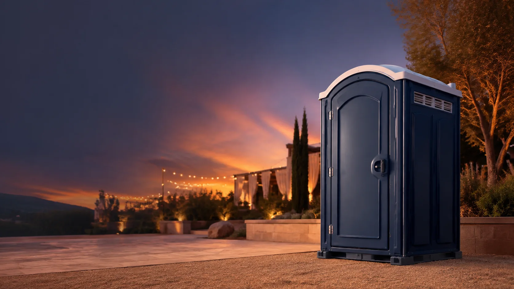 Portable restroom shown for rental planning in Matthews, NC